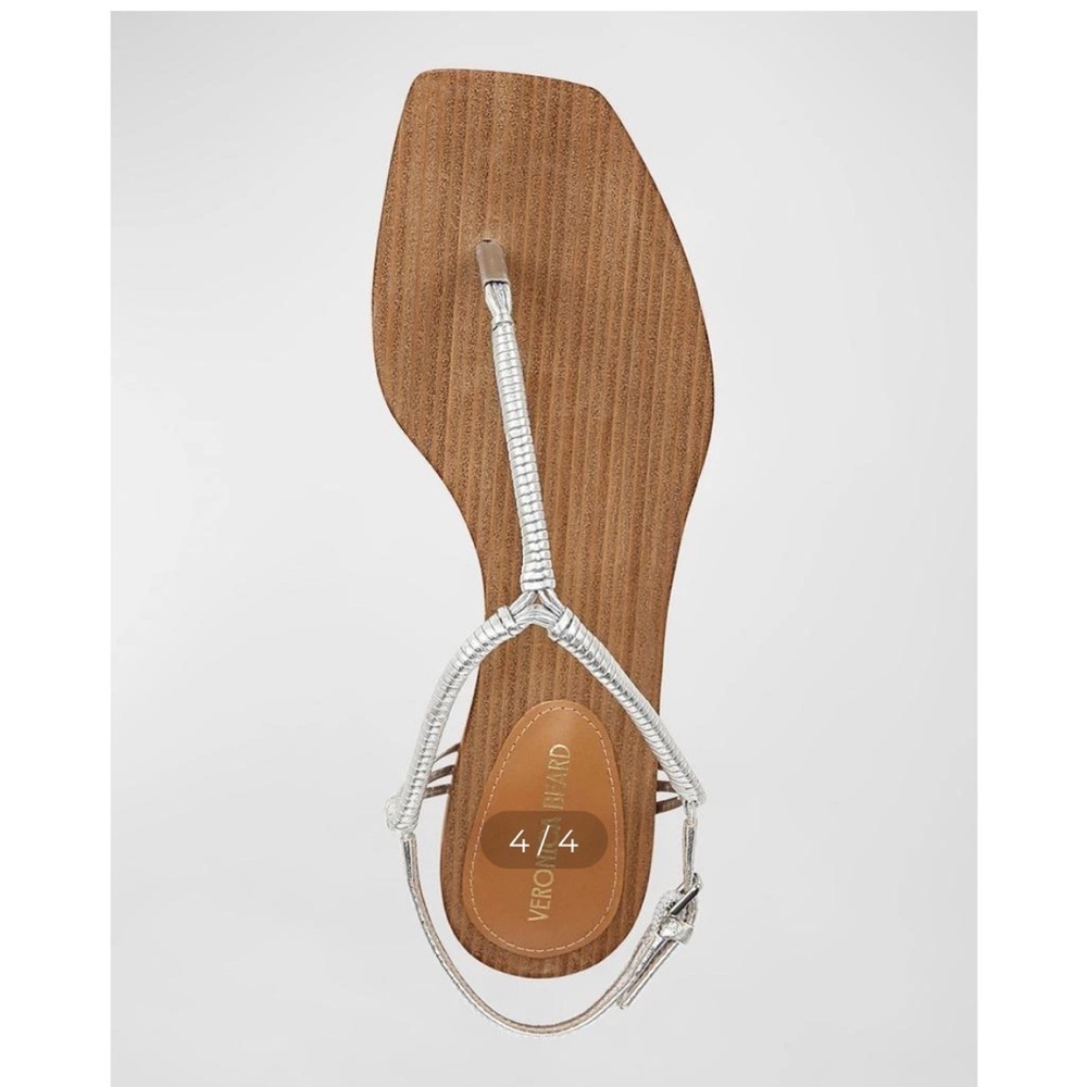 VERONICA BEARD Amelia Metallic Thong Slingback Sandals t-strap size 6.5